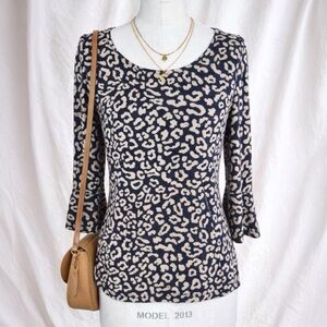Anthropologie 9-H15 STCL Wonen's Medium Leopard Print Top Bell Sleeve Knit